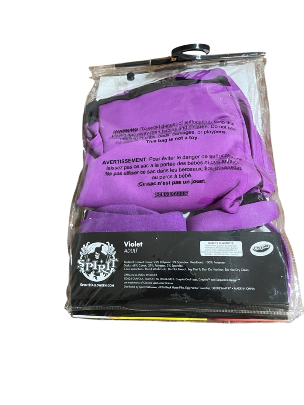 Crayola Violet Dress Costume with Headband and Socks adult small 4-6 - Picture 3 of 8